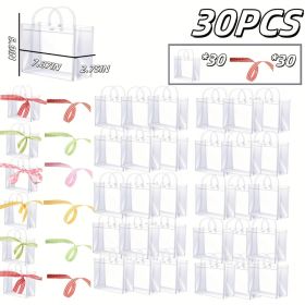 60/30/15 Reusable PVC holiday organizing bags, gift bags, family storage bags, weddings, Christmas, Thanksgiving, New Year's (Quantity: 30PCS, size: 7.87in*6.3in*2.75in)