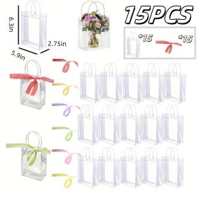 60/30/15 Reusable PVC holiday organizing bags, gift bags, family storage bags, weddings, Christmas, Thanksgiving, New Year's (Quantity: 15PCS, size: 5.9in*6.3in*2.75in)