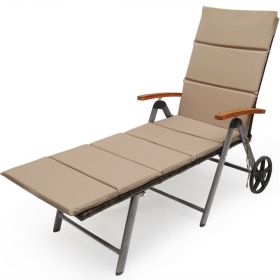 Foldable Outdoor Chaise Lounge Chair Wicker Recliner Chair with Aluminum Frame (Color: Brown)