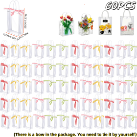 60/30/15 Reusable PVC holiday organizing bags, gift bags, family storage bags, weddings, Christmas, Thanksgiving, New Year's (Quantity: 60PCS, size: 5.9in*7.9in*2.75in)