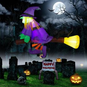 Halloween Outdoor Decorations, Blow Up Yard Decorations, Built-in LED Lights Décor for Indoor Home Party Garden Lawn Store, 5.9FT Pumpkin Ghost (Style: Riding a Broom Witch)