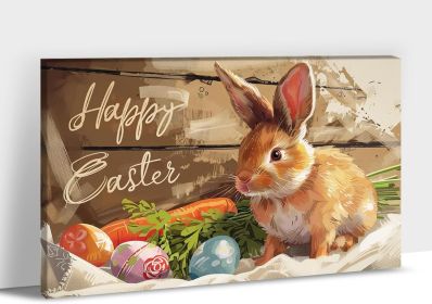 Easter Bunny Wall Art, Easter Bunny Prints Wall Decor, Spring Bunny Carrot Eggs Posters for Easter Wall Decor, Rustic Easter Pictures with Cute B (Style: 01, size: 18X24)